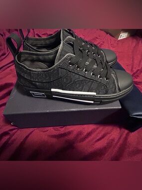 Dior B23 Low Black Men's Low-Top Jacquard Sneakers